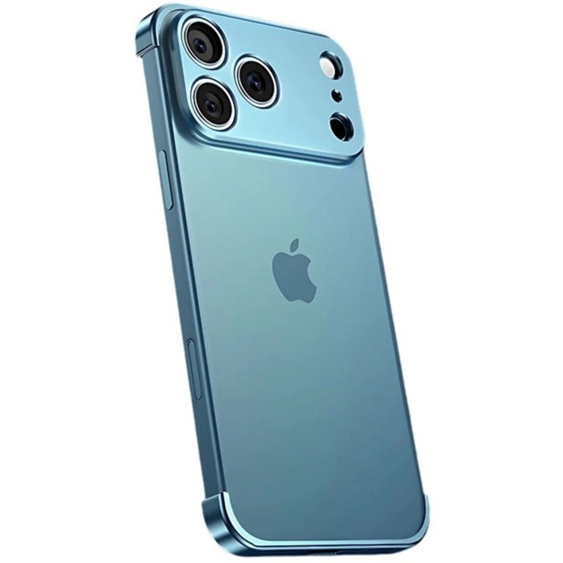 Carcasa de Telefon, Vafy, Compatibila Apple iPhone 17 Pro Max, Fara Rama, doar Colturi si Camera, din Metal, Grosime 0.1 mm, Albastru