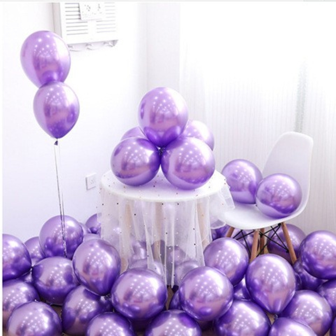 Set 12 Baloane, Flippy, din Latex Chrome, 13 cm, Mov