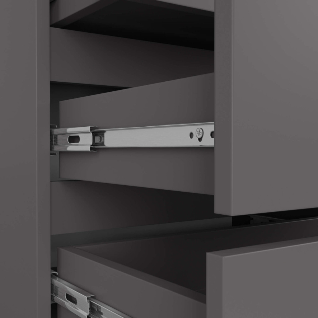 Noptiera cu 3 sertare, PAL laminat 16 mm, 60x35x57 cm, gri mat