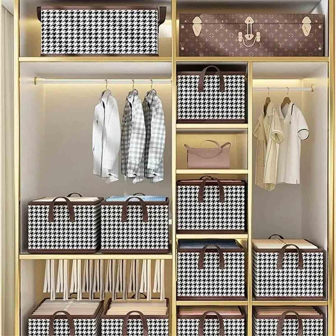 Cutie De Depozitare, Flippy, Pentru Haine, Lenjerie, Sosete Si Sutiene, Material Textil, 6 Compartimente, 44x30x20 cm, Culoare Alb-Negru