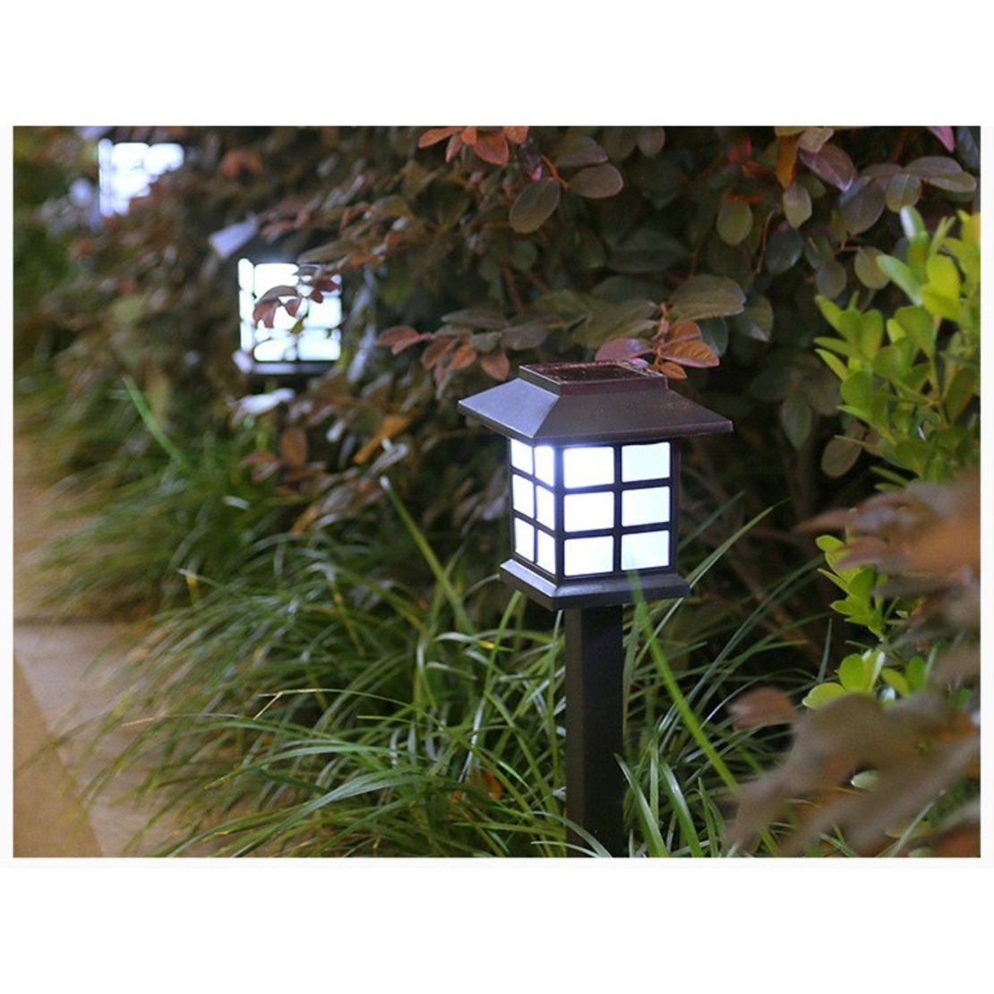 Lampa solara pentru gradina, Flippy, Set 2 Bucati, Tip Felinar la Pamant, LED Lumina Alb Rece, 38 x 8.6 x 8.6 cm, Negru