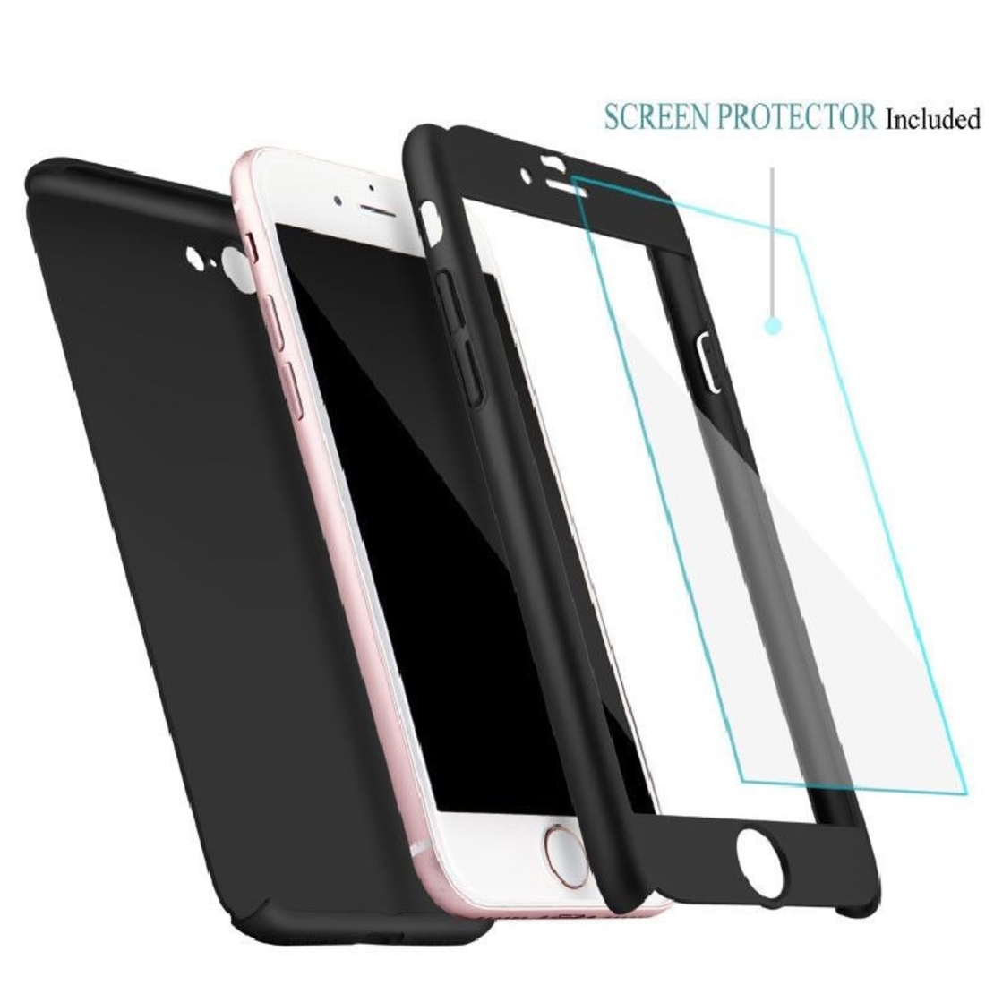 Husa Apple iPhone 6/6S IPAKY Full Cover 360 Negru + Folie Cadou
