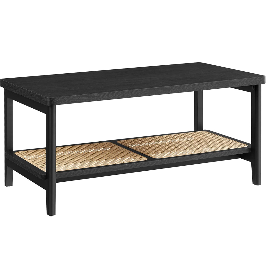 VASAGLE Masuta de cafea, din MDF, cu spatiu de depozitare pe 2 nivele, 55x100x45 cm, negru