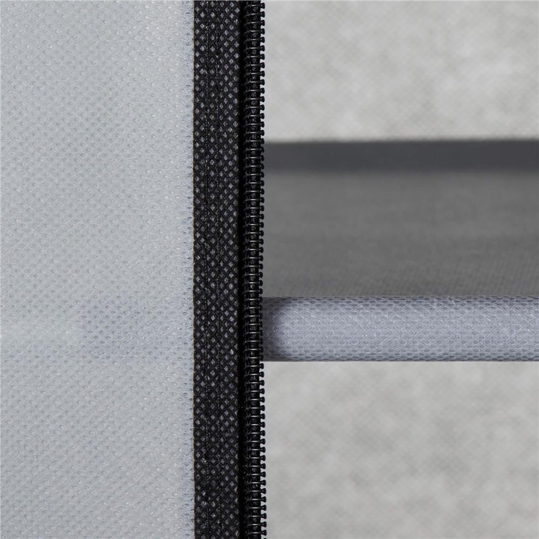 Pantofar din material textil, portabil, cu rafturi, 60x28x168cm, gri