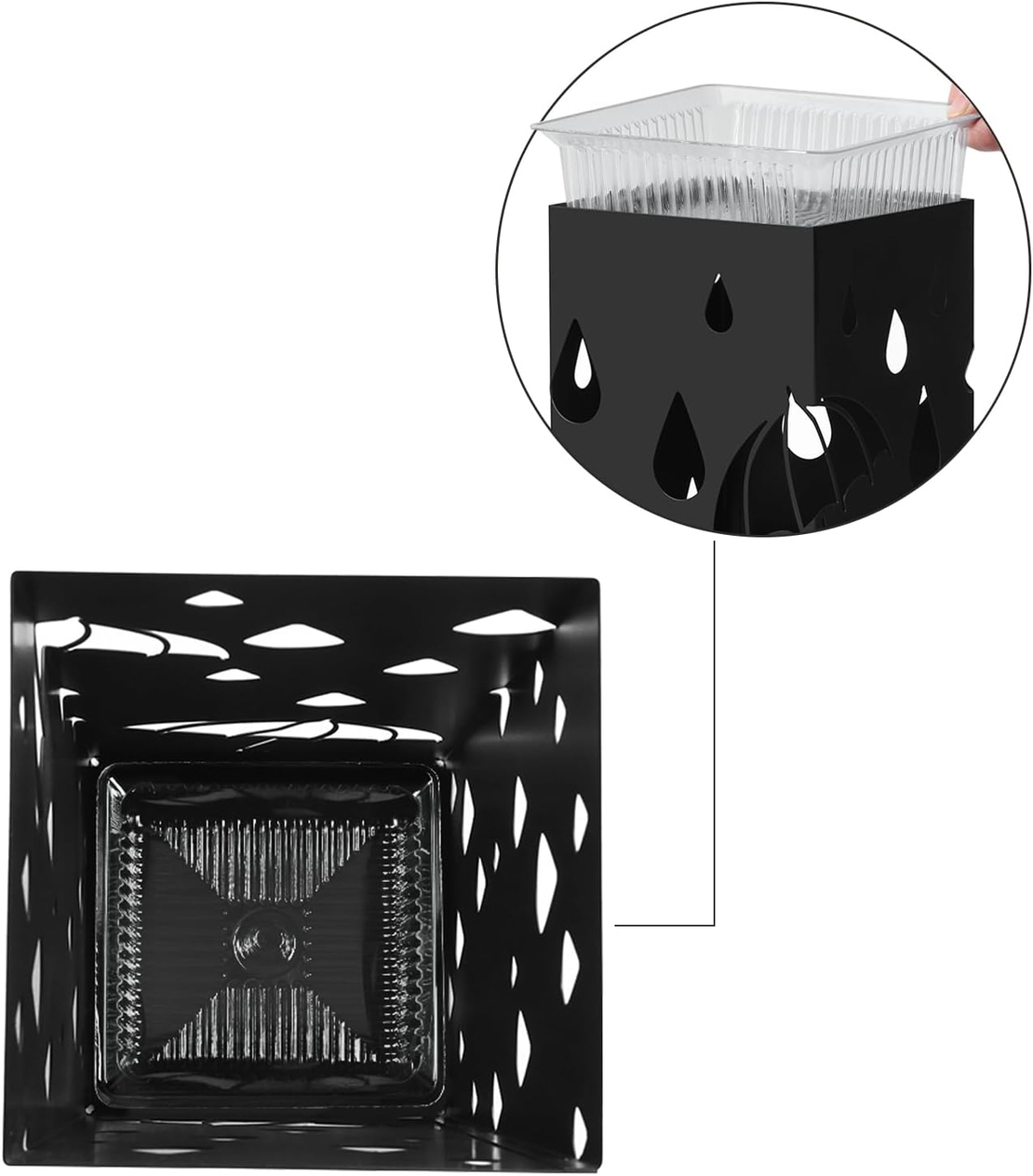 SONGMICS Suport metalic pentru umbrele, cu carlige si tava de picurare, 16x16x49cm, negru