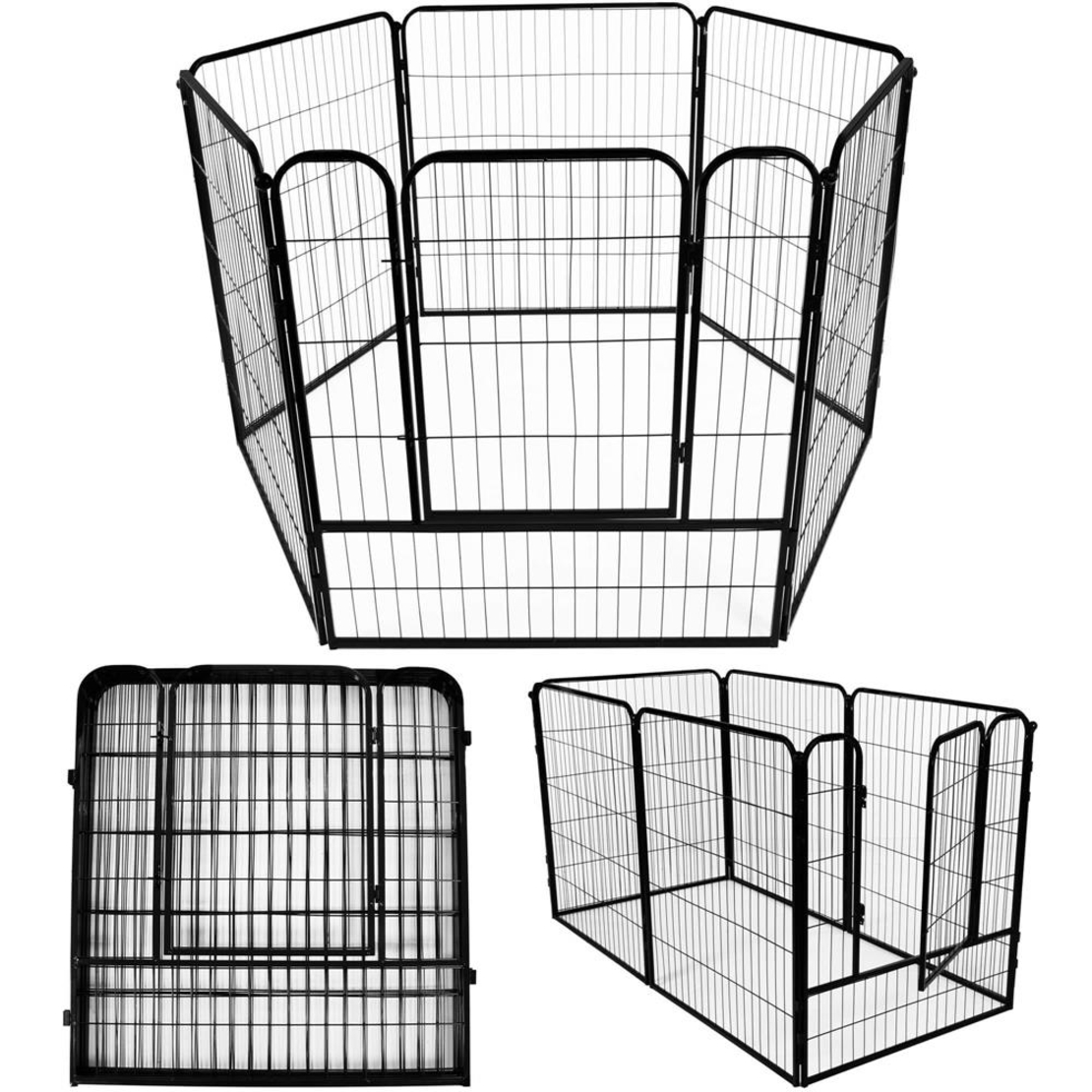Tarc pentru animale de companie, din fier, forma configurabila, cu usa de acces, 4XL, 184x100x93cm, negru
