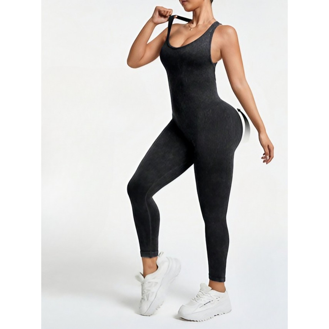 Costum Sport de Dama, Flippy, One Piece, pentru Yoga, Elastic, Fara Cusaturi, Negru, Marime L