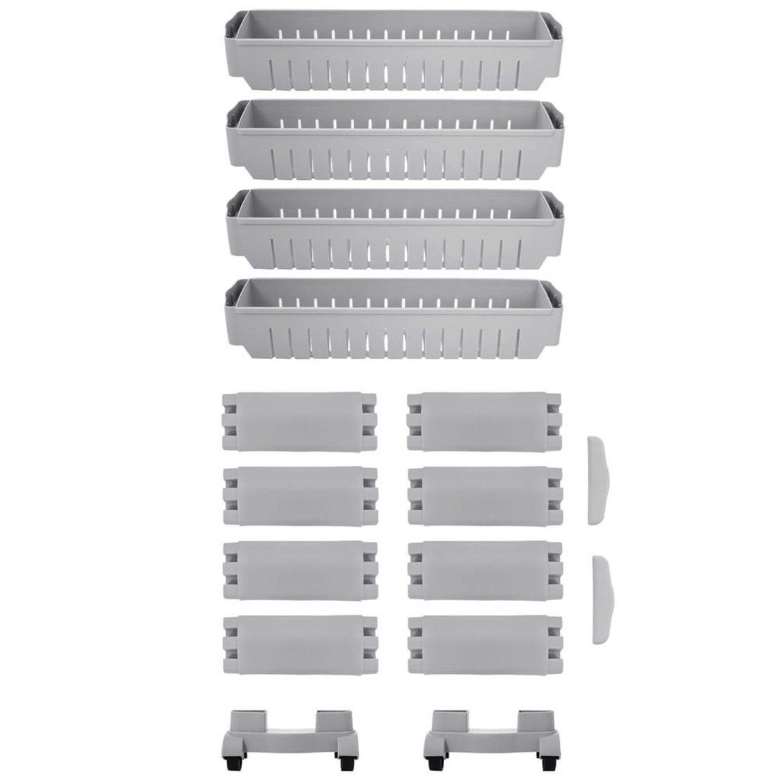 Sistem rafturi de depozitare cu roti pentru bucatarie sau baie cu 4 polite, 102x54x13 cm, gri