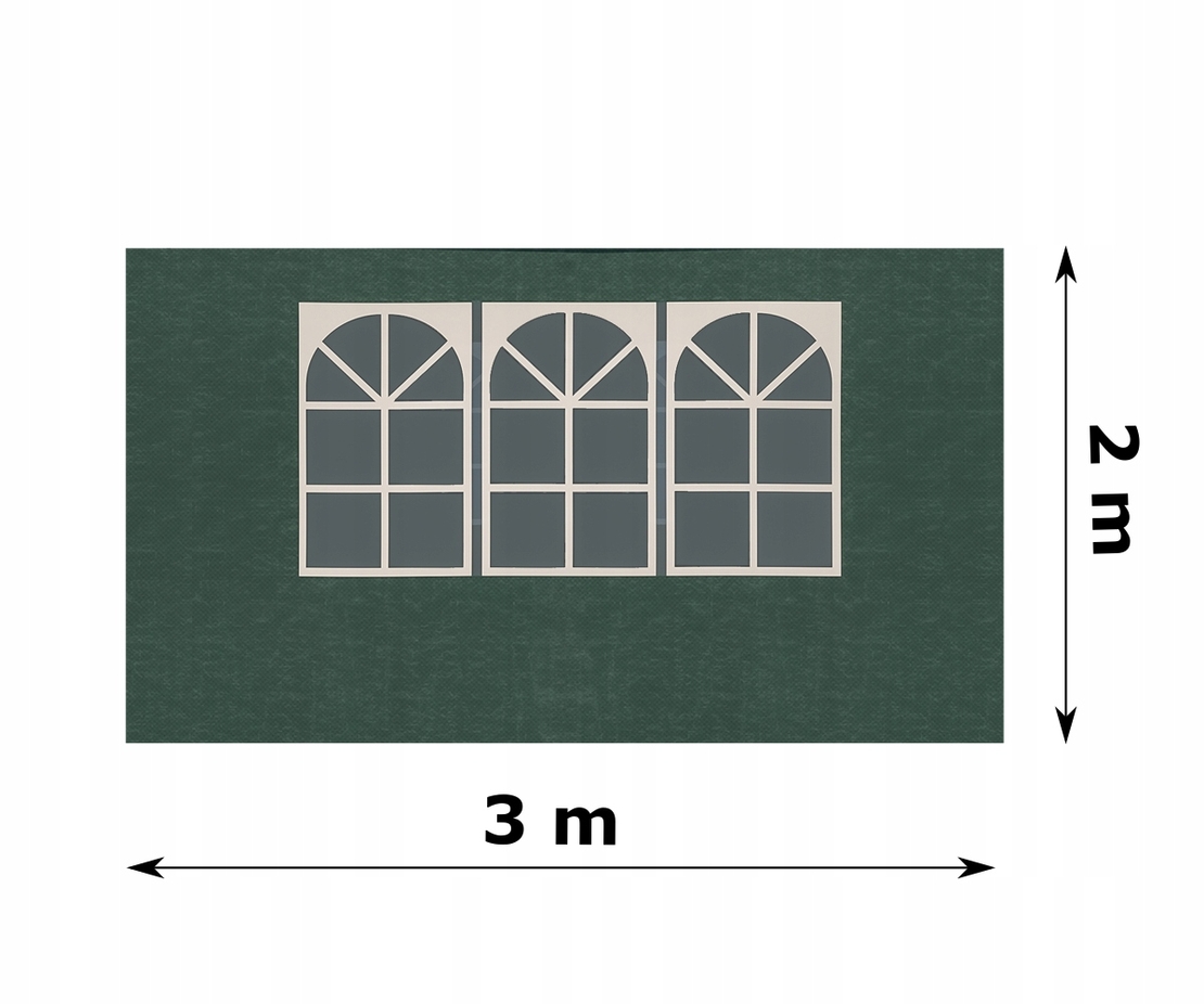 Perete lateral pavilion gradina, cu fereastra, prindere velcro, 3x2 m, material PE impermeabil, verde