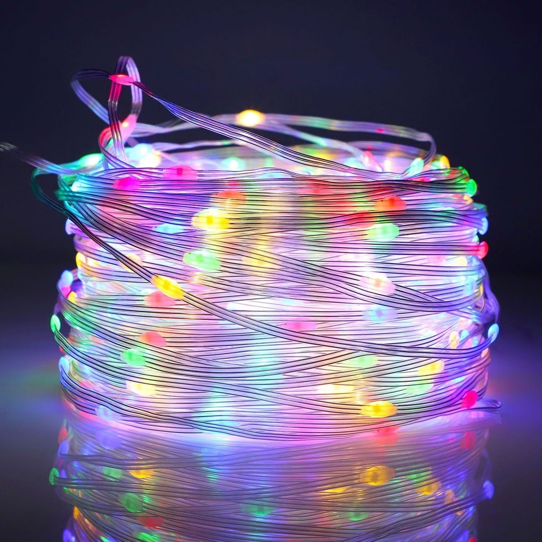 Instalatie de Craciun Vafy, liniara, cu 200 micro LED-uri, 20 m, 220V, conectare la retea, cu 8 jocuri de lumini, interior/exterior, fir transparent, 3 fire cupru, multicolora