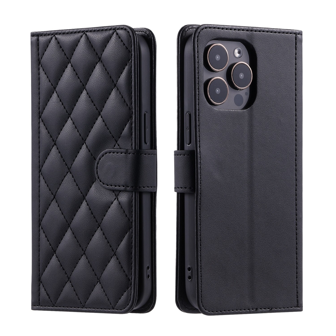 Husa de Protectie Tip Carte, Vafy, pentru Apple iPhone 15 Pro, Model cu Suport si Capsa, Antisoc, Rezistenta la Impact, Protectie Camera, Negru