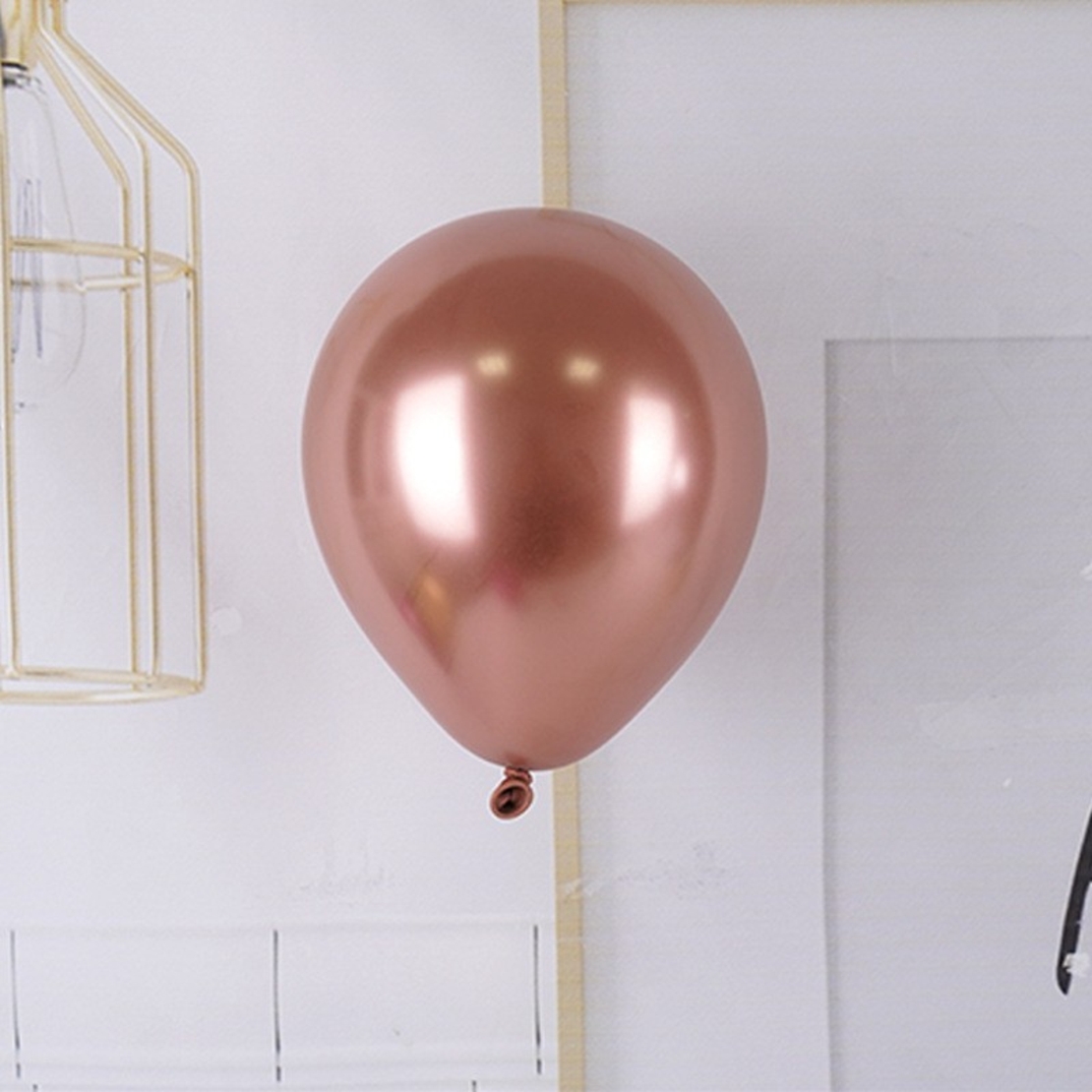 Set 12 Baloane, Flippy, din Latex Chrome, 30 cm, Roz-Auriu
