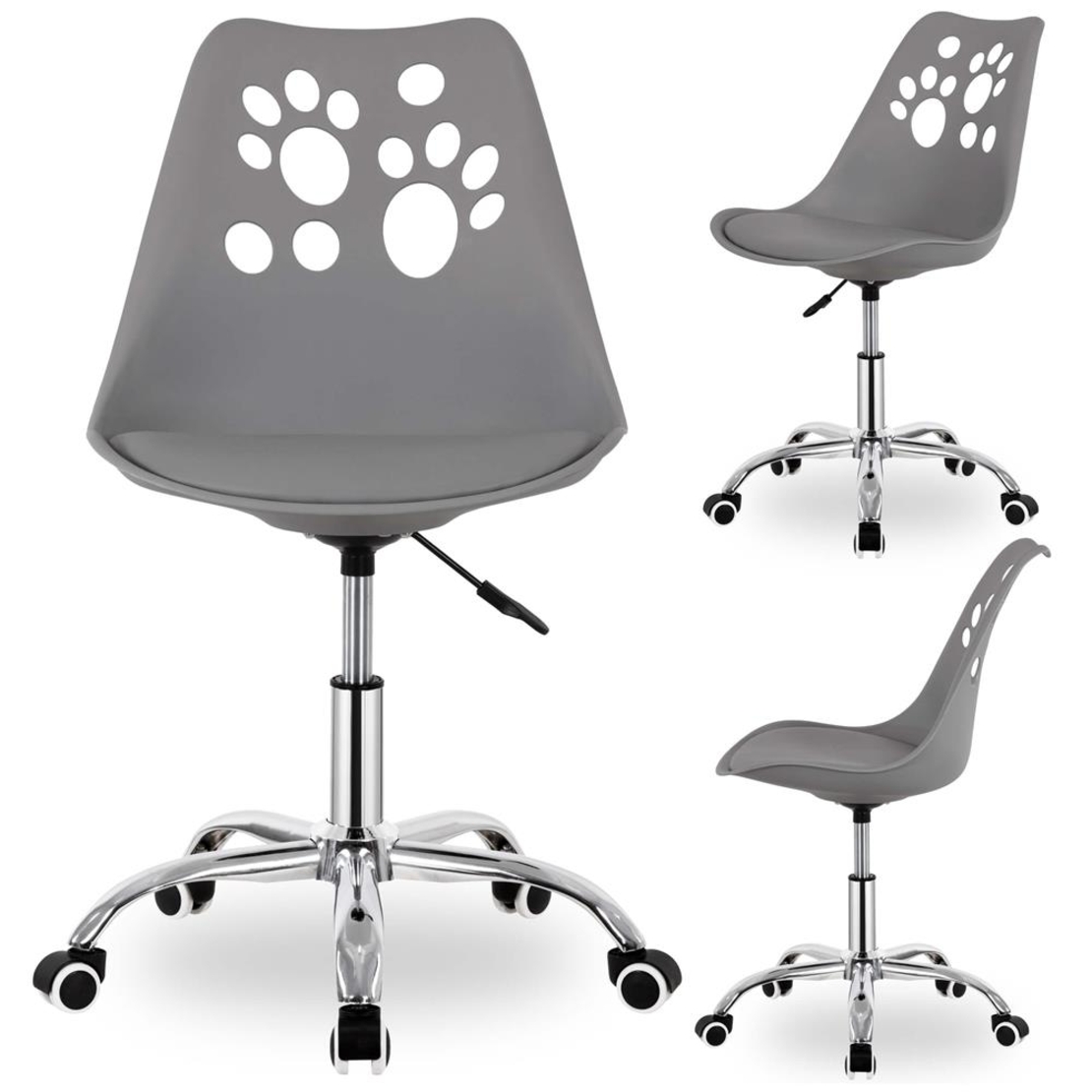 Scaun birou ergonomic, cu sezut din spuma, reglabil pe inaltime, maxim 120 kg, 90x49x48 cm, gri