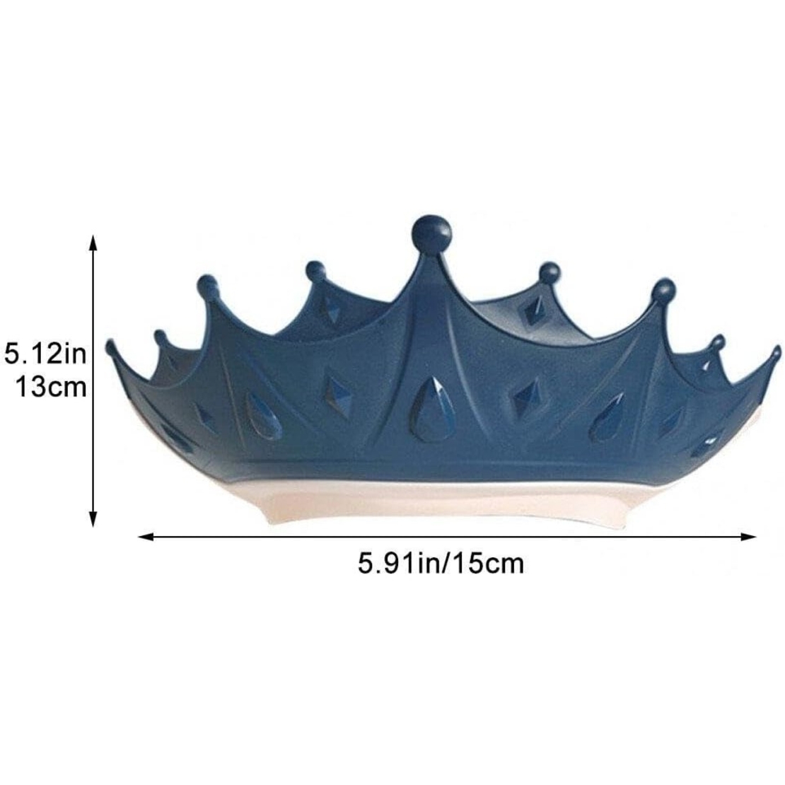 Viziera de Protectie Baie Pentru Copii, Fippy, Model Coroana, Dimensiune ajustabila, Durabil, Usor de curatat, Impotriva Samponului, pentru Ochi si Urechi, TPE+PP, 15x13 cm, Albastru Inchis