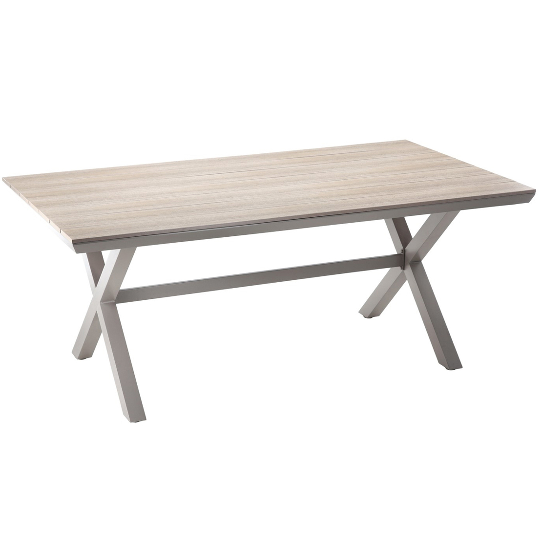 Masa pentru gradina, cadru aluminiu, blat polywood cu aspect de lemn, 180x100x75 cm, bej