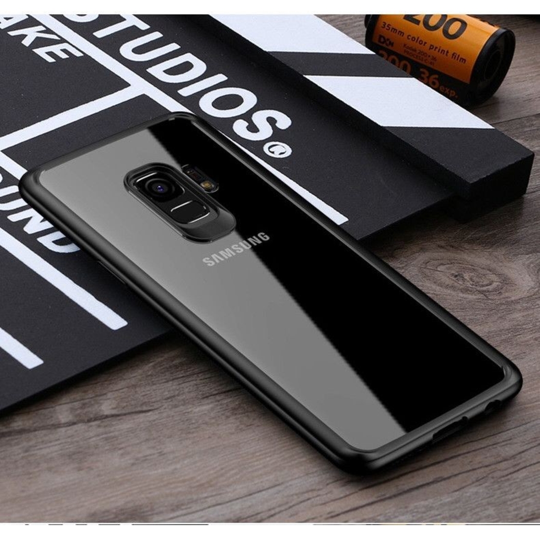 Husa Samsung Galaxy S9 Tpu Transparent cu margini colorate negru