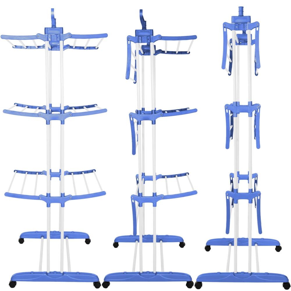 Uscator vertical pentru rufe, mobil si pliabil, cu doua umerase, 75x57x170cm, sarcina 15kg
