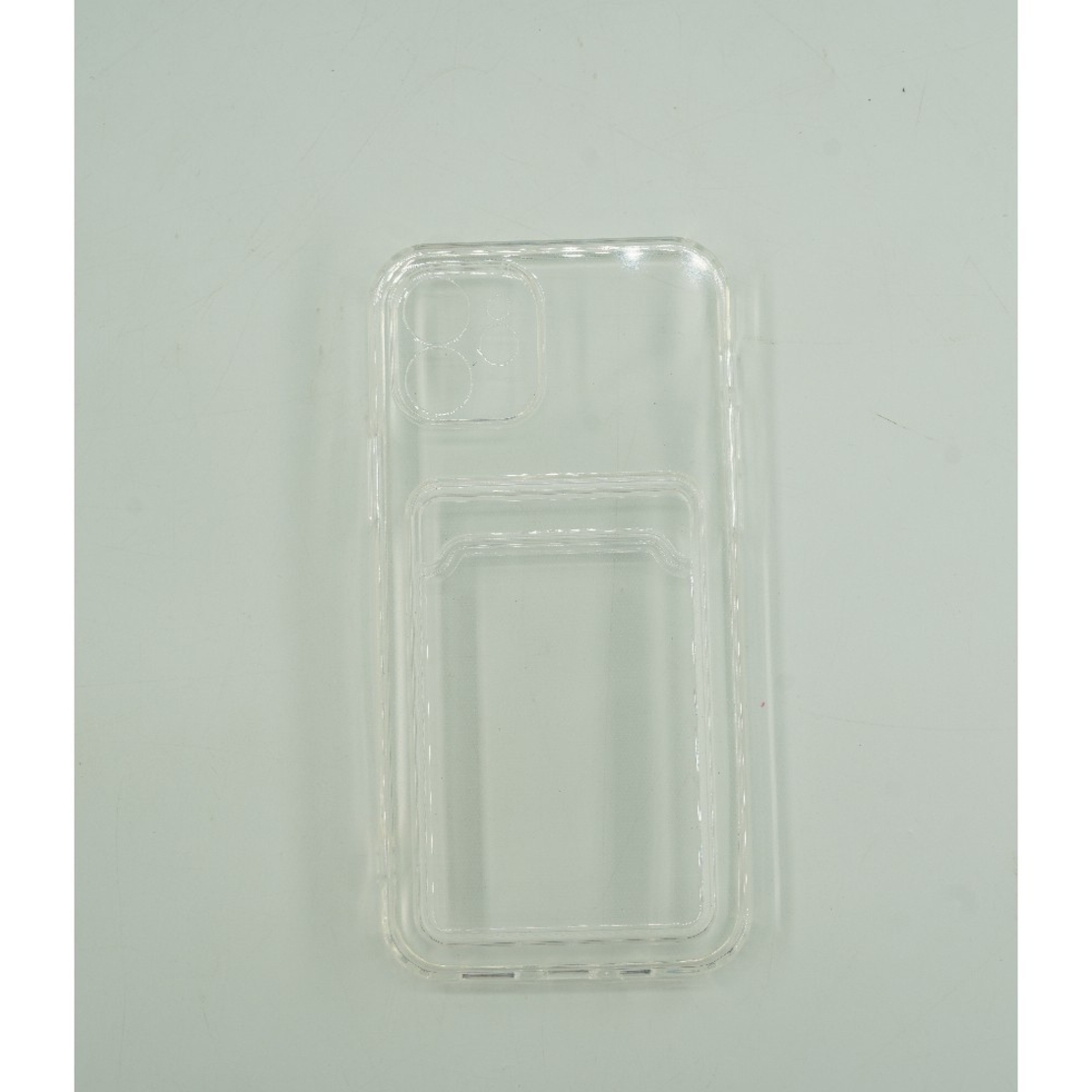 Husa protectie Vafy cu suport card compatibila cu Apple iPhone 12 Mini Transparent