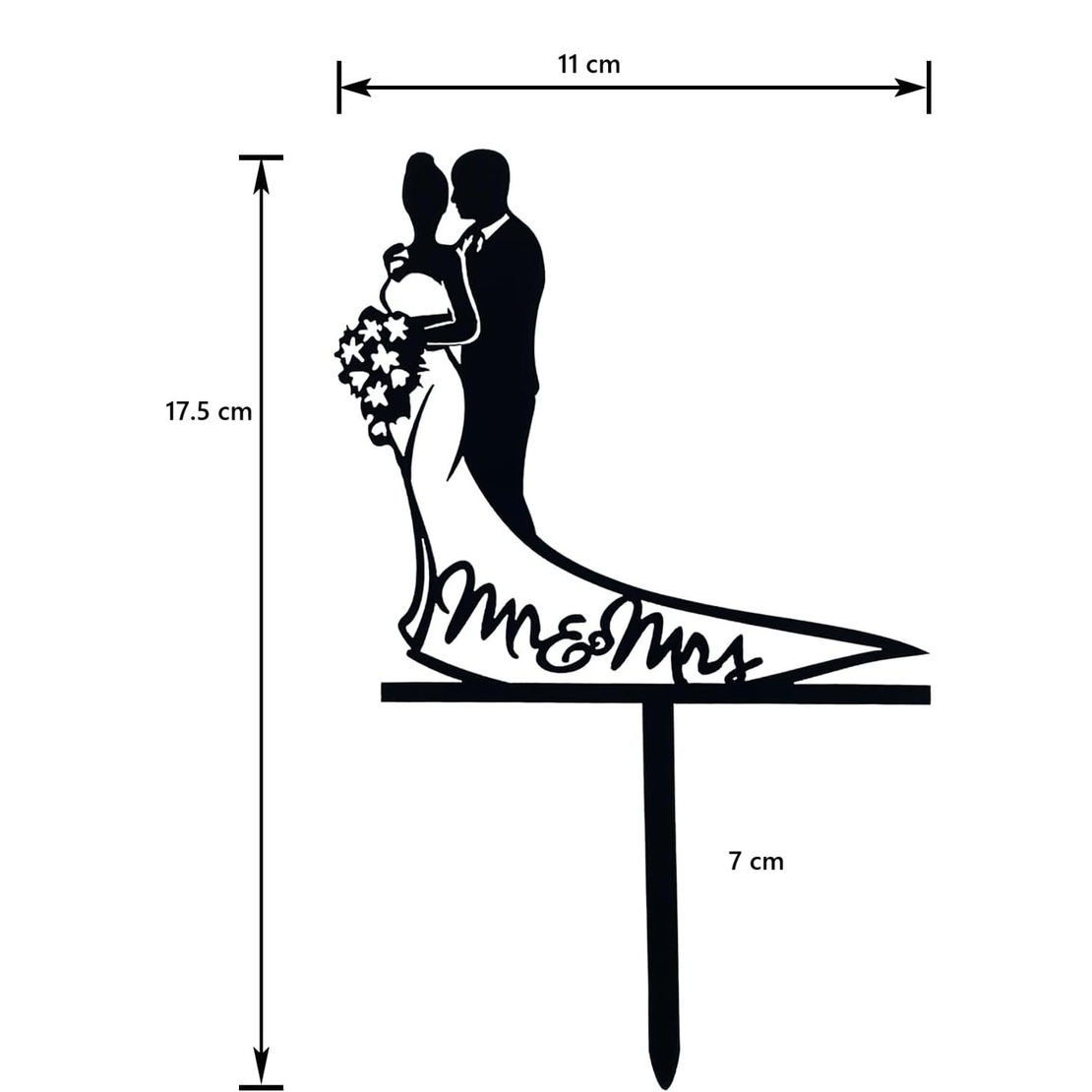 Topper Tort, Flippy, Model 1 Mr&Mrs, 17.5 x 11 cm, Negru