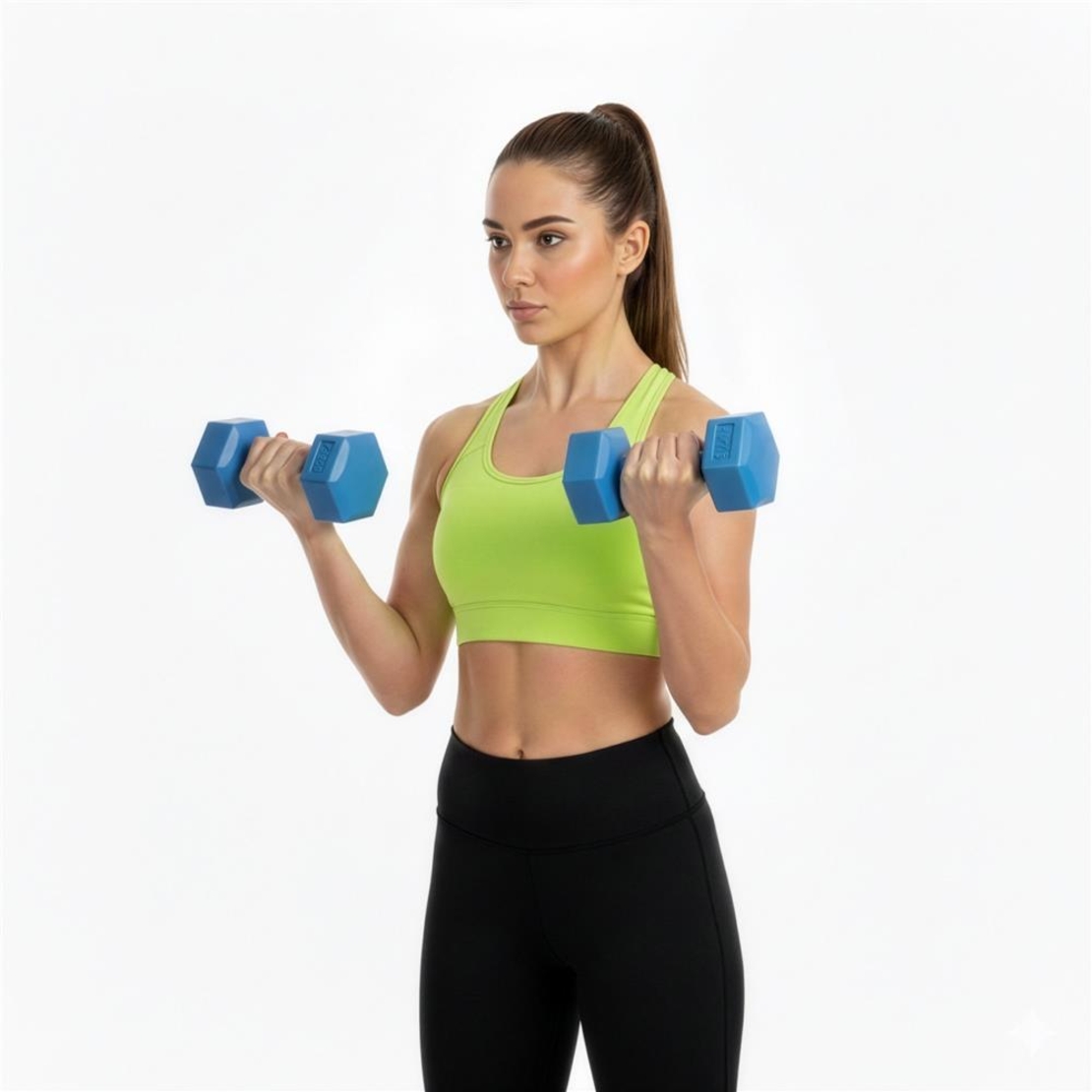 Set gantere hex 2x2,5 kg, bitum cu invelis rezistent PP, albastru
