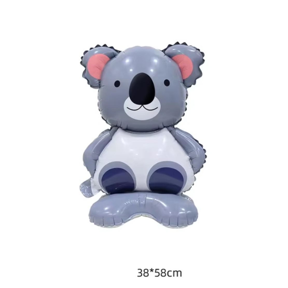 Balon din Folie Metalizata, Vafy, Mini Figurine Animalute, Model Koala, Tematica Aniversare, 38x58 cm, Ambalaj Individual, Pai Inclus, Umflare cu Aer sau Heliu, Multicolor
