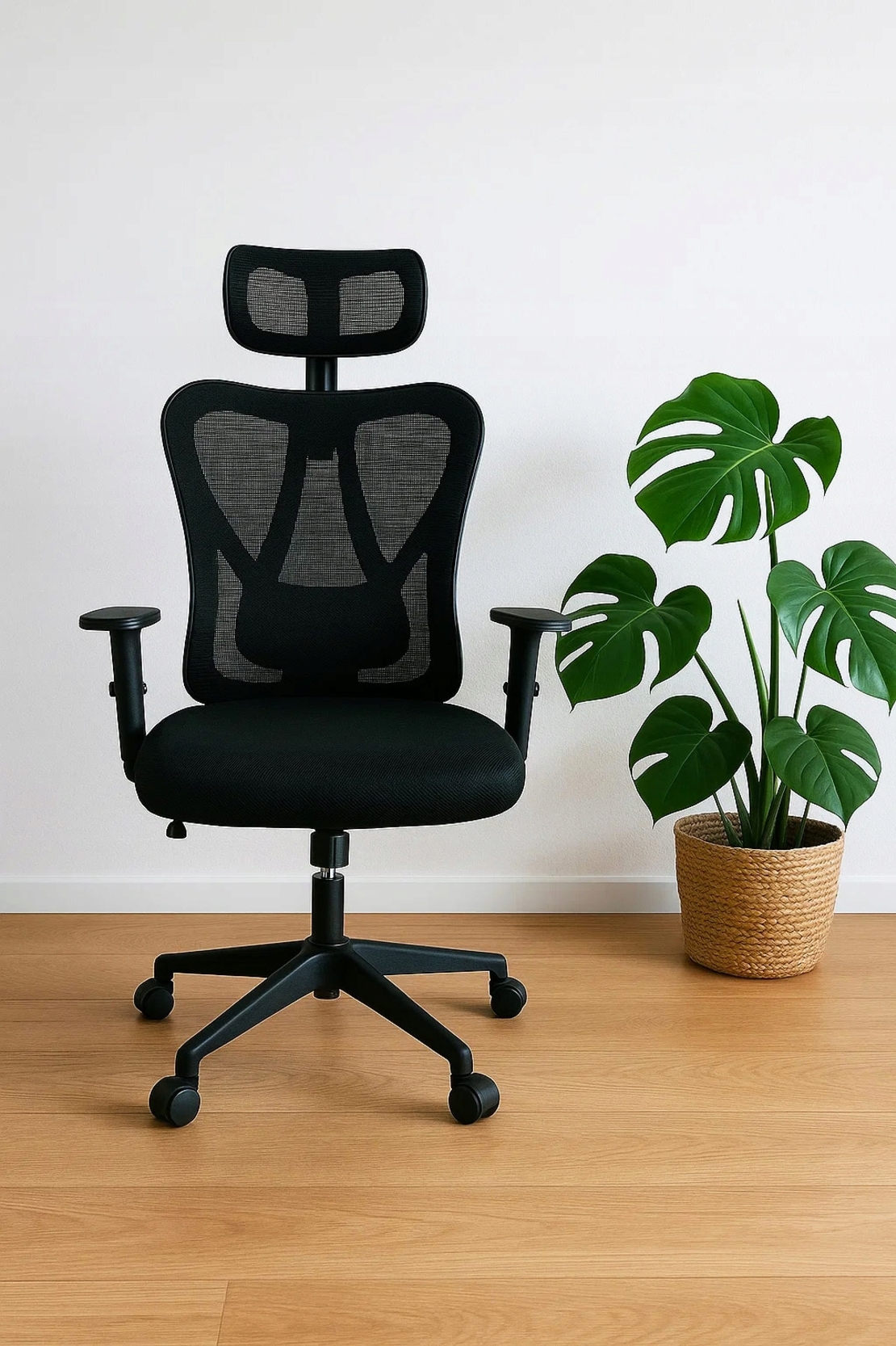 Scaun birou ergonomic, reglabil, cu suport lombar si tetiera, plasa mesh, maxim 120 kg, 50x50x126 cm, negru