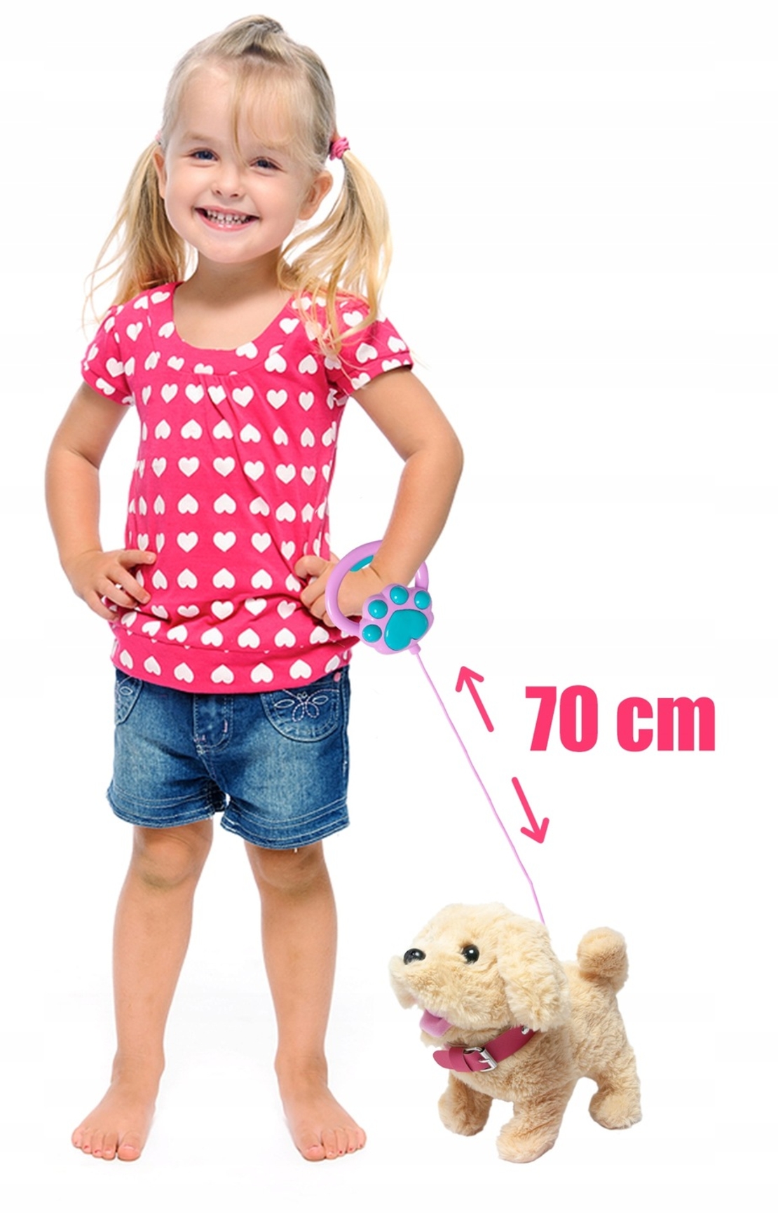 Catel interactiv pentru copii cu sunete, mers, melodii, lesa si accesorii de ingrijire, 23x12x21 cm, bej