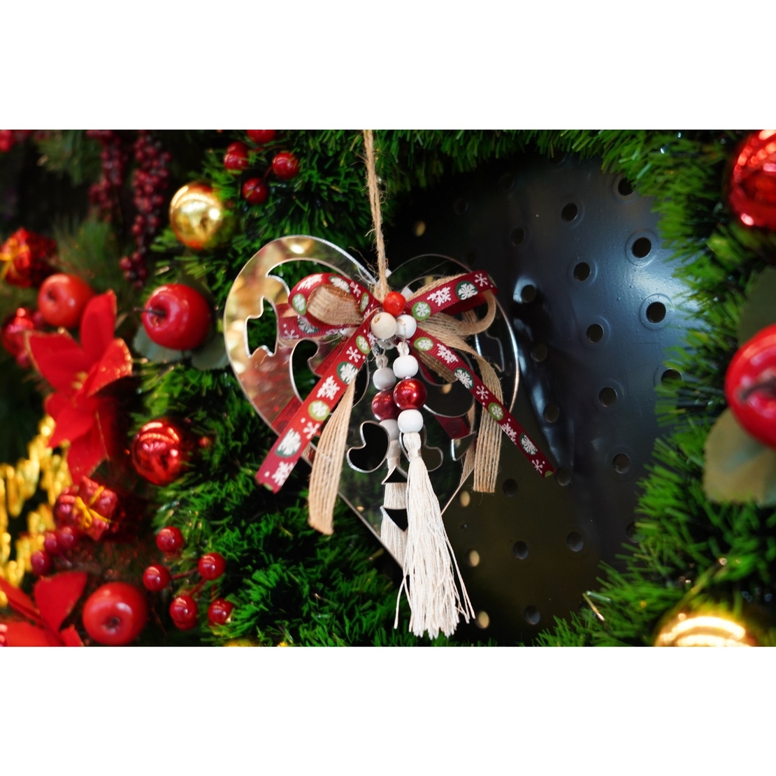 Ornament brad, Flippy, Inima, Argintiu, Lucios, 14*26CM, Acril, Interior/ Exterior