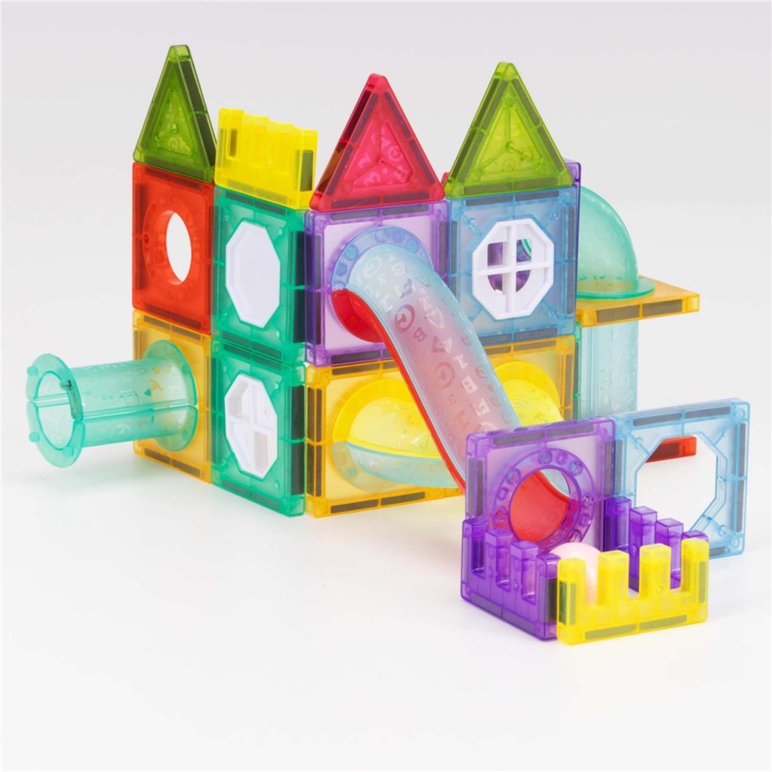 Set de constructie din piese magnetice educative pentru copii 66 de piese, multicolor