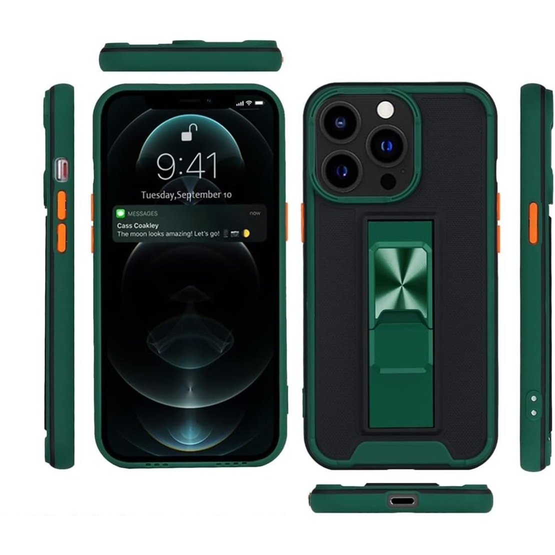 Husa Telefon, Vafy, Compatibila Apple iPhone 13 Mini, Carcasa Defender Sergeant Brave, Magnetic, cu Suport, Verde Inchis