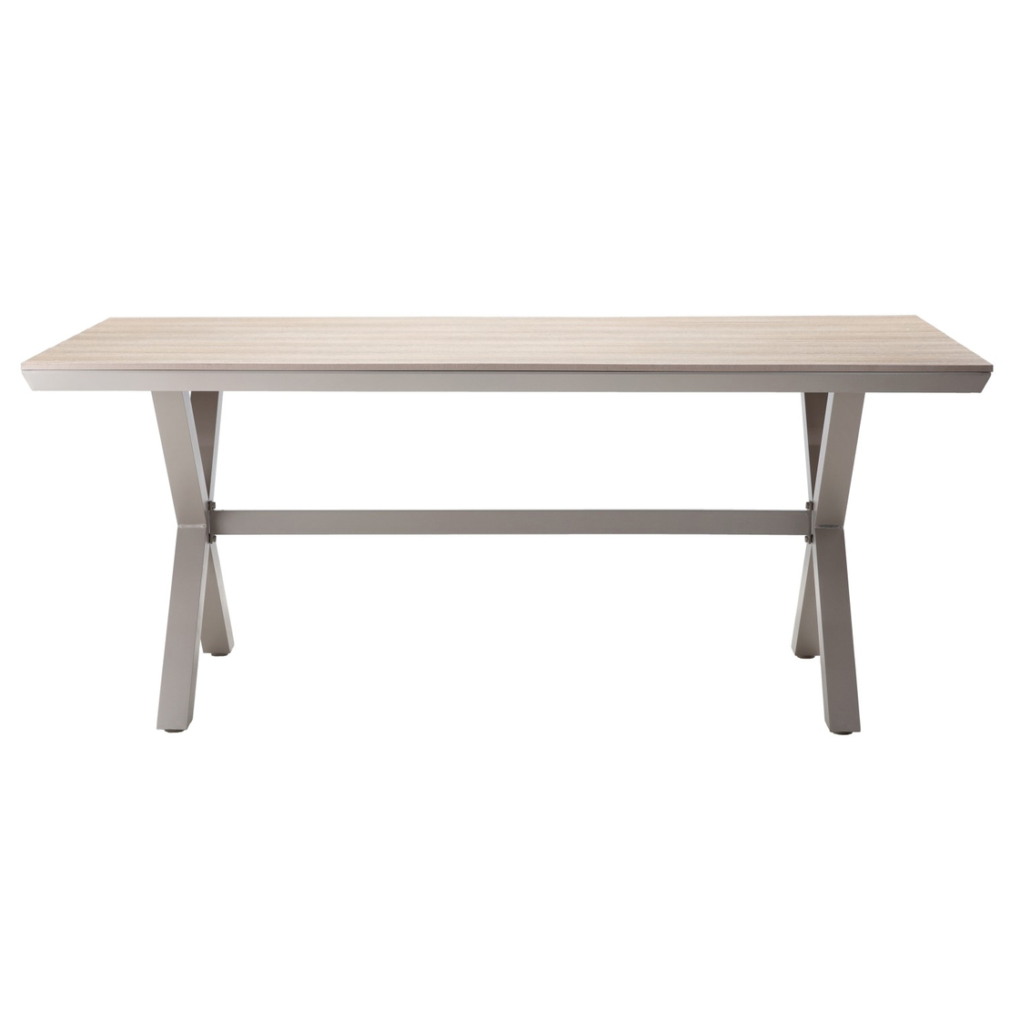 Masa pentru gradina, cadru aluminiu, blat polywood cu aspect de lemn, 180x100x75 cm, bej