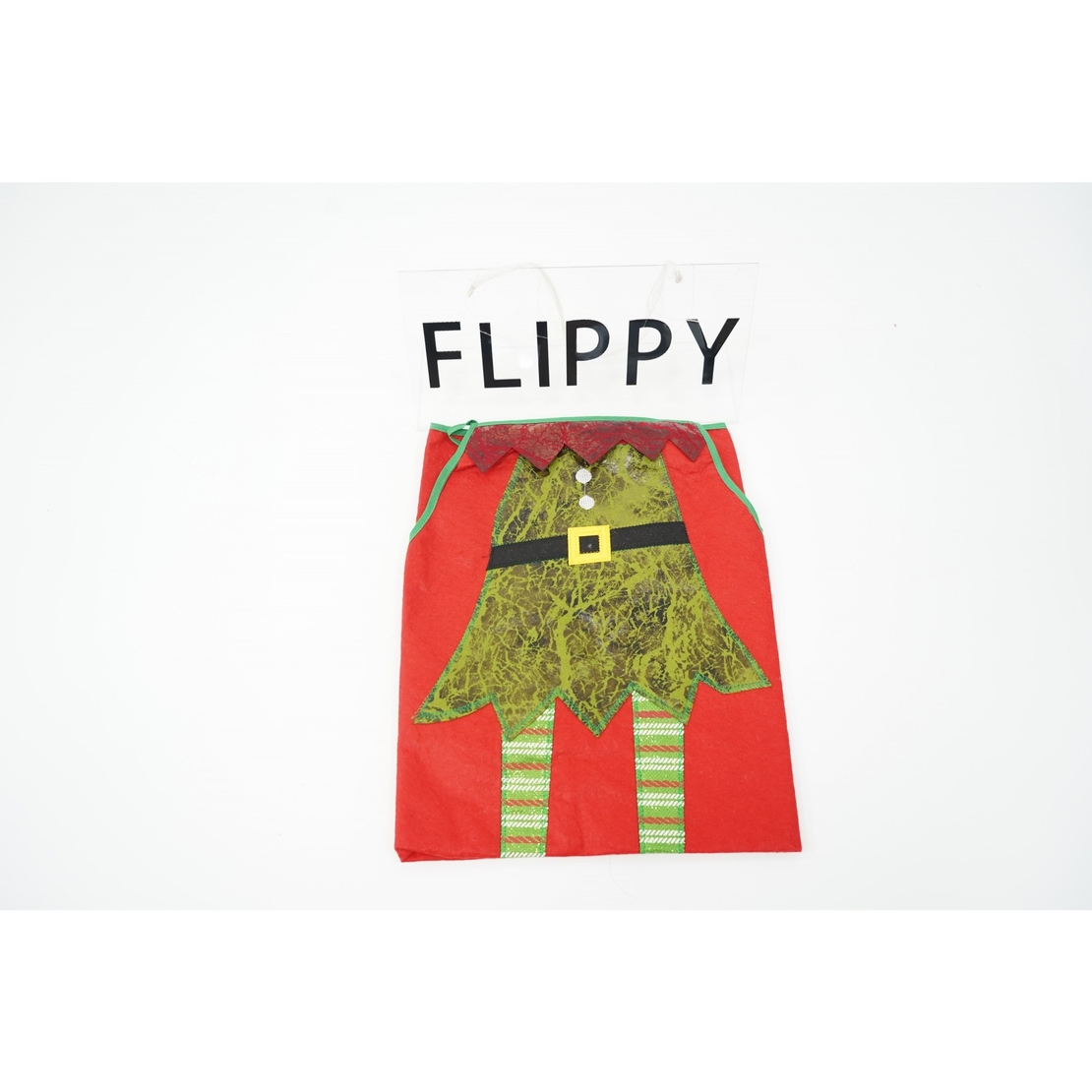 Sort Craciun, Flippy, cu model de elf, rosu, pentru adulti, poliester