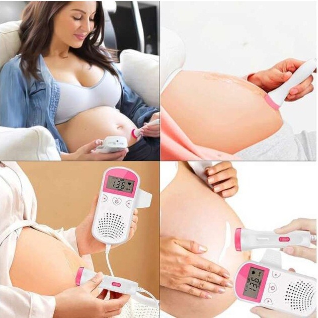Monitor Fetal Doppler, Vafy, Monitorizare Sarcina, Ritm Cardiac, Ecran LCD 4.5 cm, 2 x Baterii AA (neincluse), Portabil, din ABS, 12.8 x 9.6 x 3
