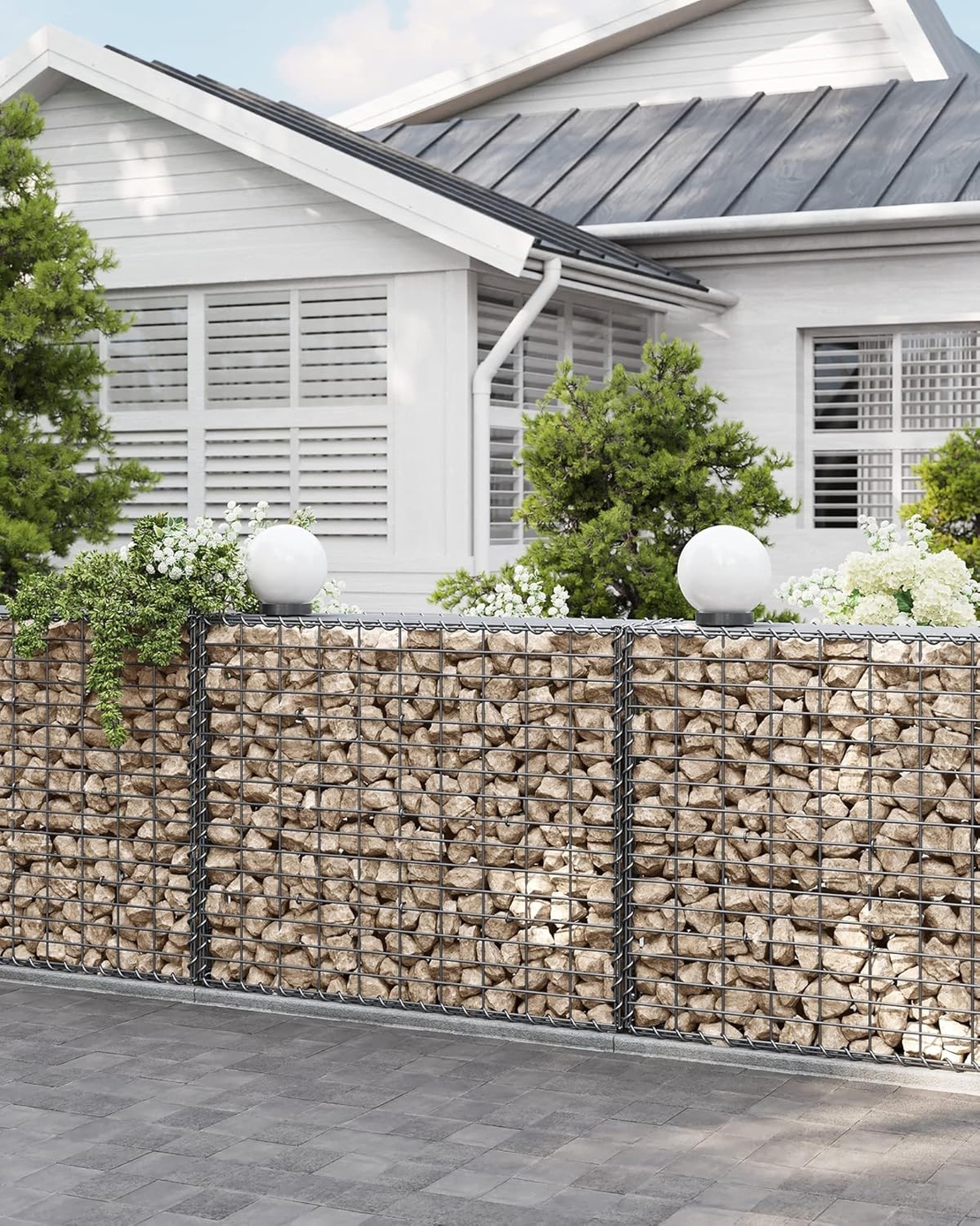 SONGMICS Cos de gabioane pentru pietre, otel galvanizat, 100x80x30cm, argintiu