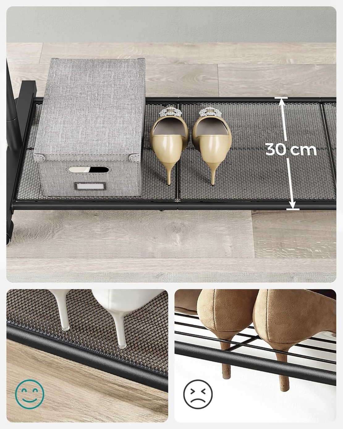 SONGMICS Suport pentru haine mobil cu roti, bara umerase si raft, stil industrial, 91x41x158 cm, negru