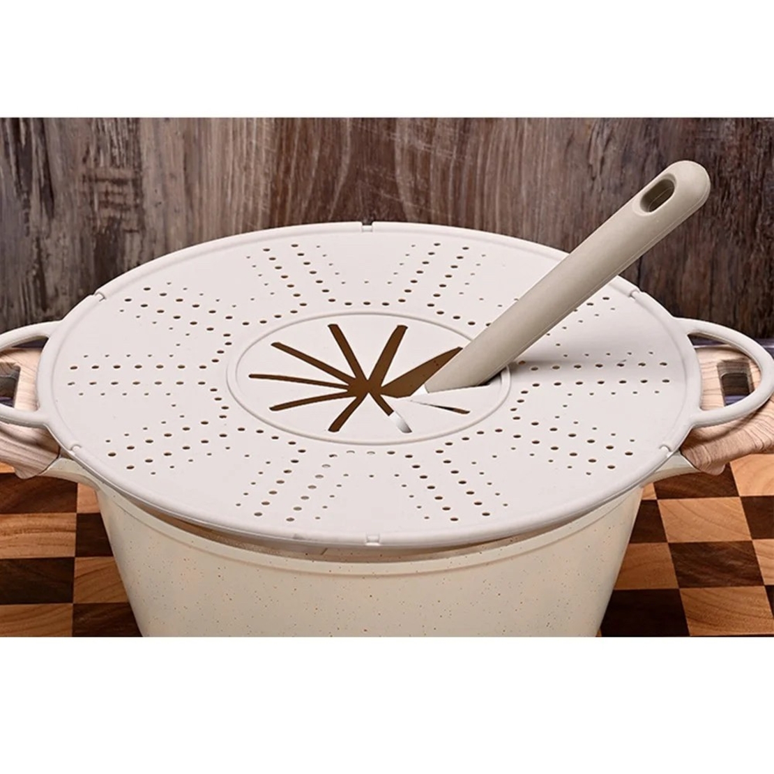 Capac Sita pentru Tigaie, Vafy, 28 inch, Capac din Silicon pentru Scuregere, Rezistent la Remperaturi ridicate, Anti-Stropire, Deflector de Ulei, Alb