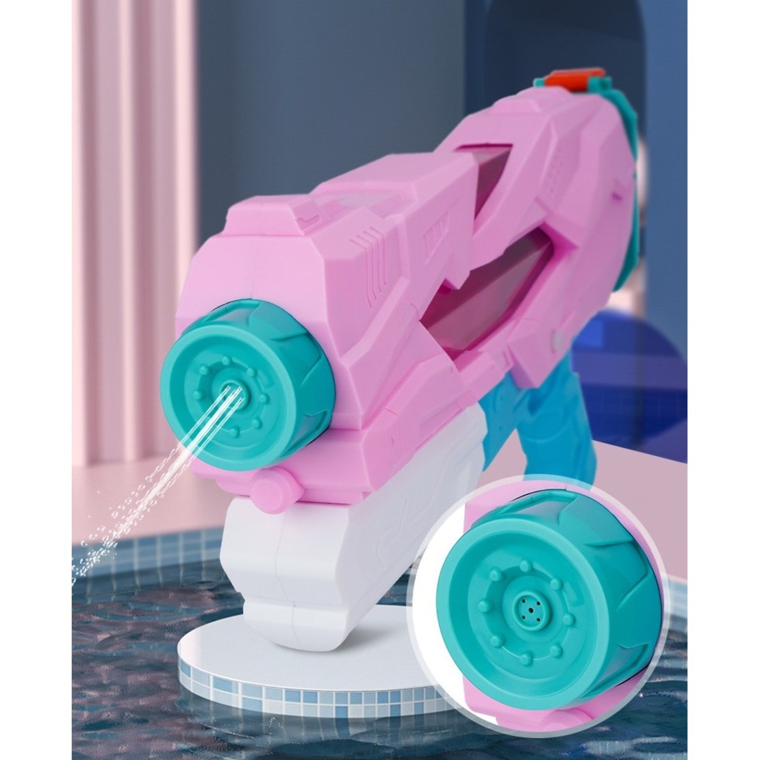 Pistol cu Apa pentru Copii, Rezervor, Pentru Piscina/Plaja, Flippy, 6ani+, 5 duze, Quick Fill, Roz, 800ML