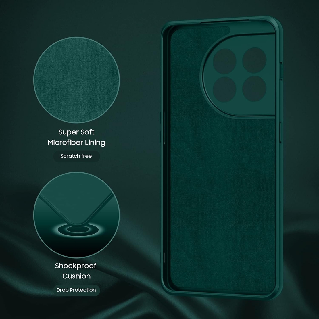 Husa de Protectie, Vafy, pentru OnePlus 11 5G, Liquid Silicone, cu Microfibra pe Interior, Protectie Antisoc, Compatibil Incarcare Wireless, Verde