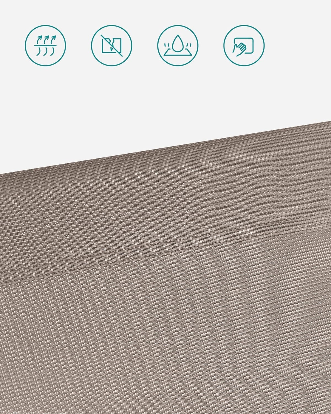 SONGMICS Sezlong pliabil, cu parasolar, spatar reglabil in 5 pozitii, maxim 150kg, 193x55x31cm, taupe