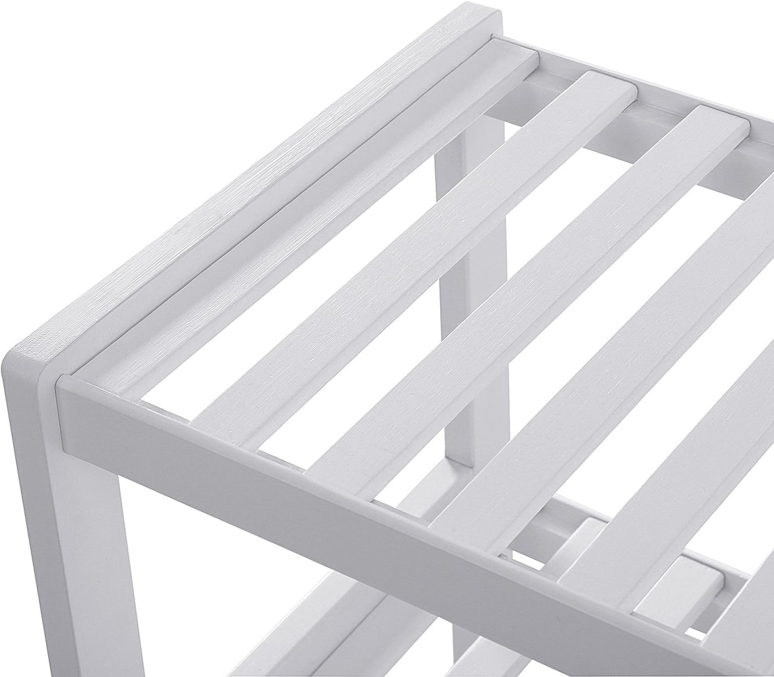 SONGMICS Raft de depozitare din bambus, cu 3 niveluri, 26x70x55cm, alb