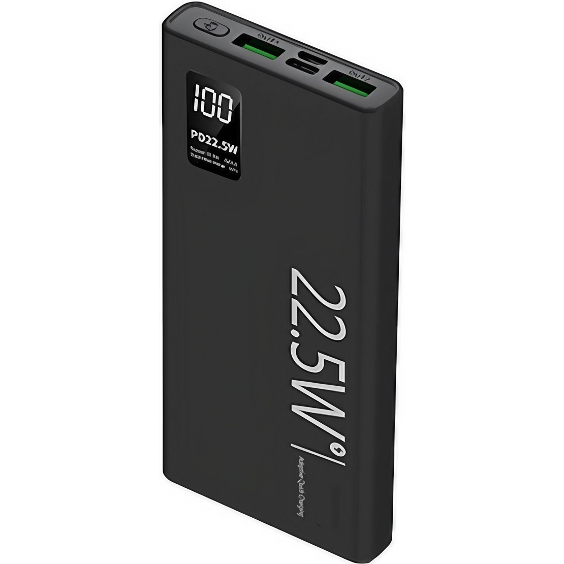 Baterie Externa Powerbank, Flippy, Ultra-Subtire cu Ecran Digital, Compatibilitate Universala, TYPE-C si USB x2, 10000 mAh, Power Delivery 22.5W, 144x66x16 mm, Negru