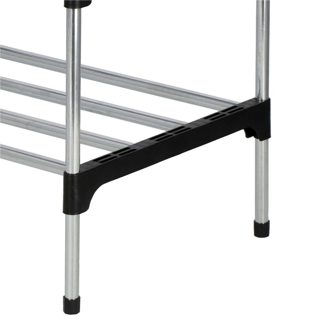 Suport pentru pantofi, 4 rafturi, cadru metalic, 84x28x60cm, negru si argintiu