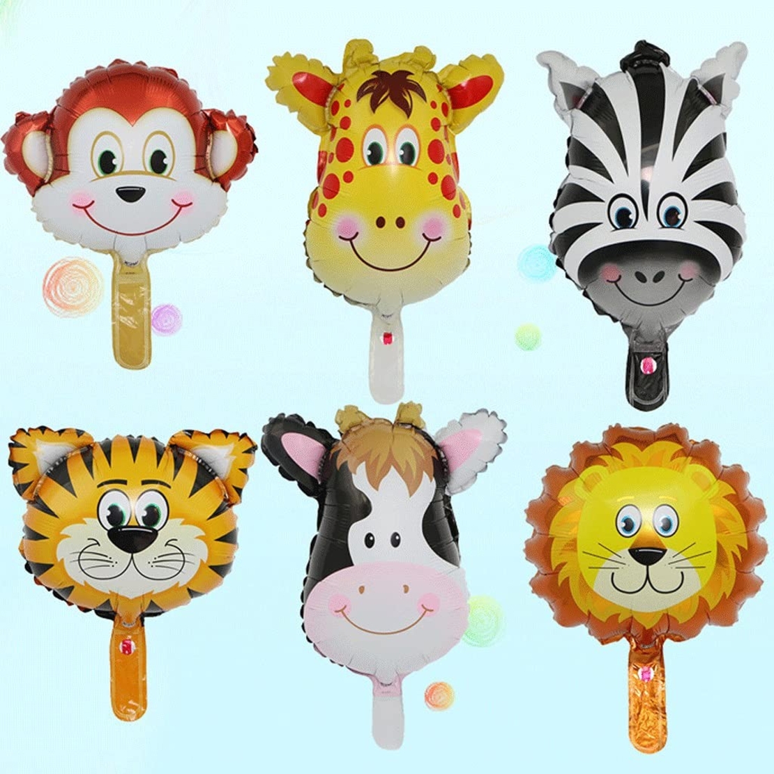 Balon din Folie Metalizata, Flippy, Mini Figurine Animalute, Model Tigru, Tematica Aniversare, 38x31 cm, Ambalaj Individual, Pai Inclus, Umflare cu Aer sau Heliu, Multicolor