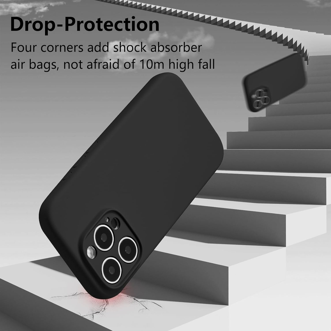 Husa de Protectie, Vafy, pentru iPhone 16 Pro Max, Liquid Silicone, cu Microfibra pe Interior, Protectie Antisoc, Compatibil Incarcare Wireless, Negru