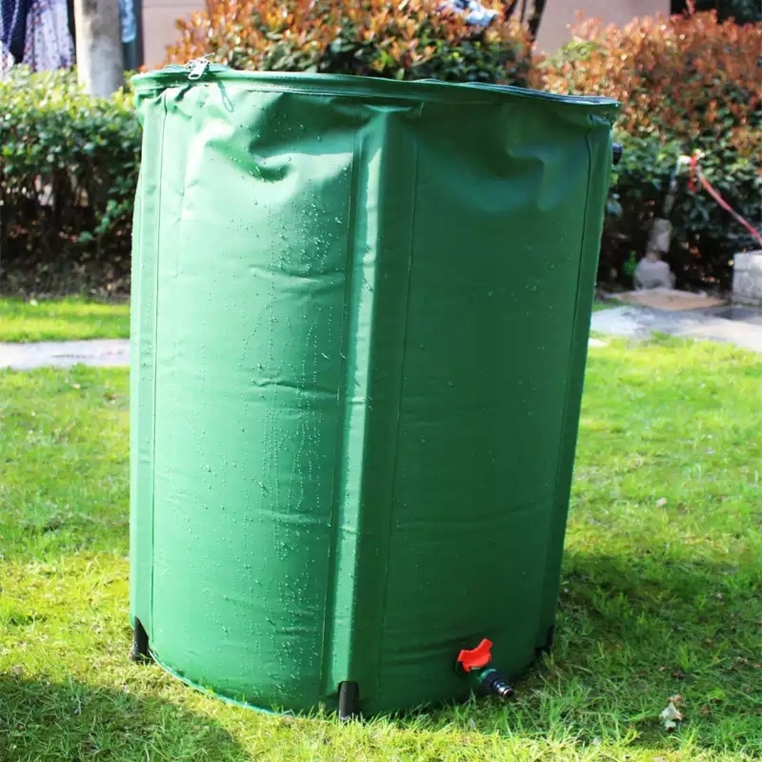 Rezervor apa pluviala 250 L, pliabil 60x88 cm, cu robinet si filtru, PVC rezistent UV, verde