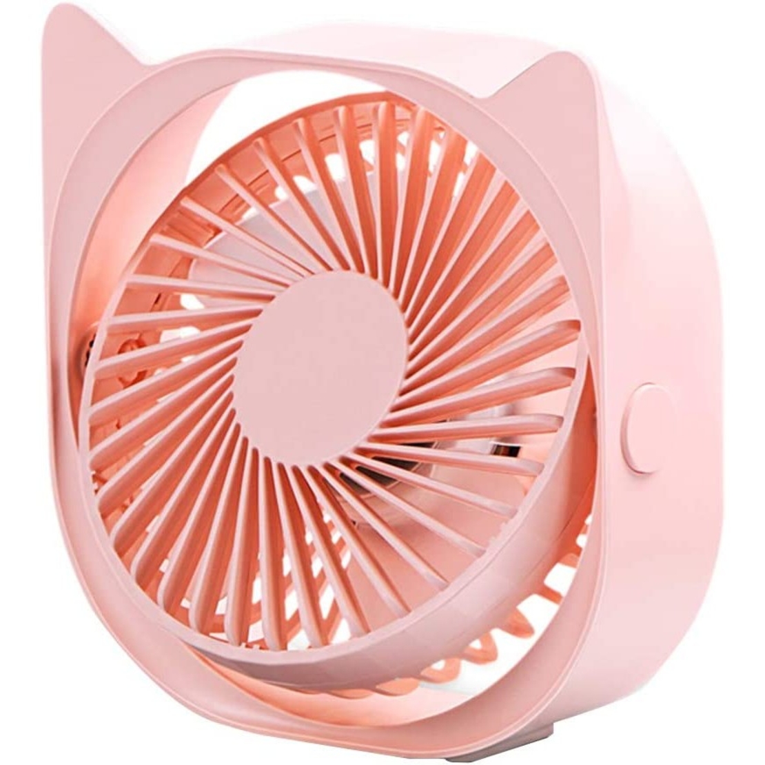Mini ventilator pentru birou cu usb, Vafy, rotire 360 grade, 3 viteze, 13.5 x 12,8 cm, Roz