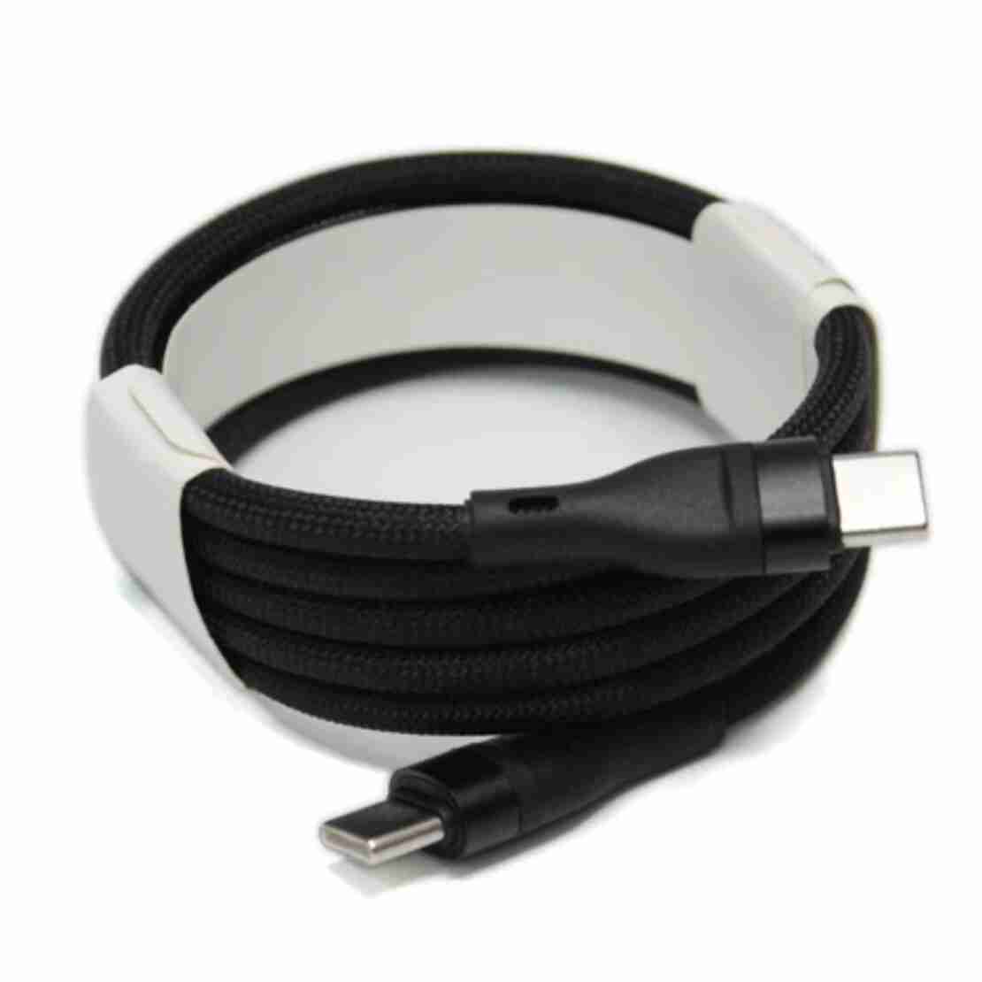 Cablu de Date Universal, Flippy, Incarcare Rapida, Type-C to Type-C Compatibil cu Telefon sau Tableta, Cablu de Incarcare Impletit din Nailon, 1 m, Negru