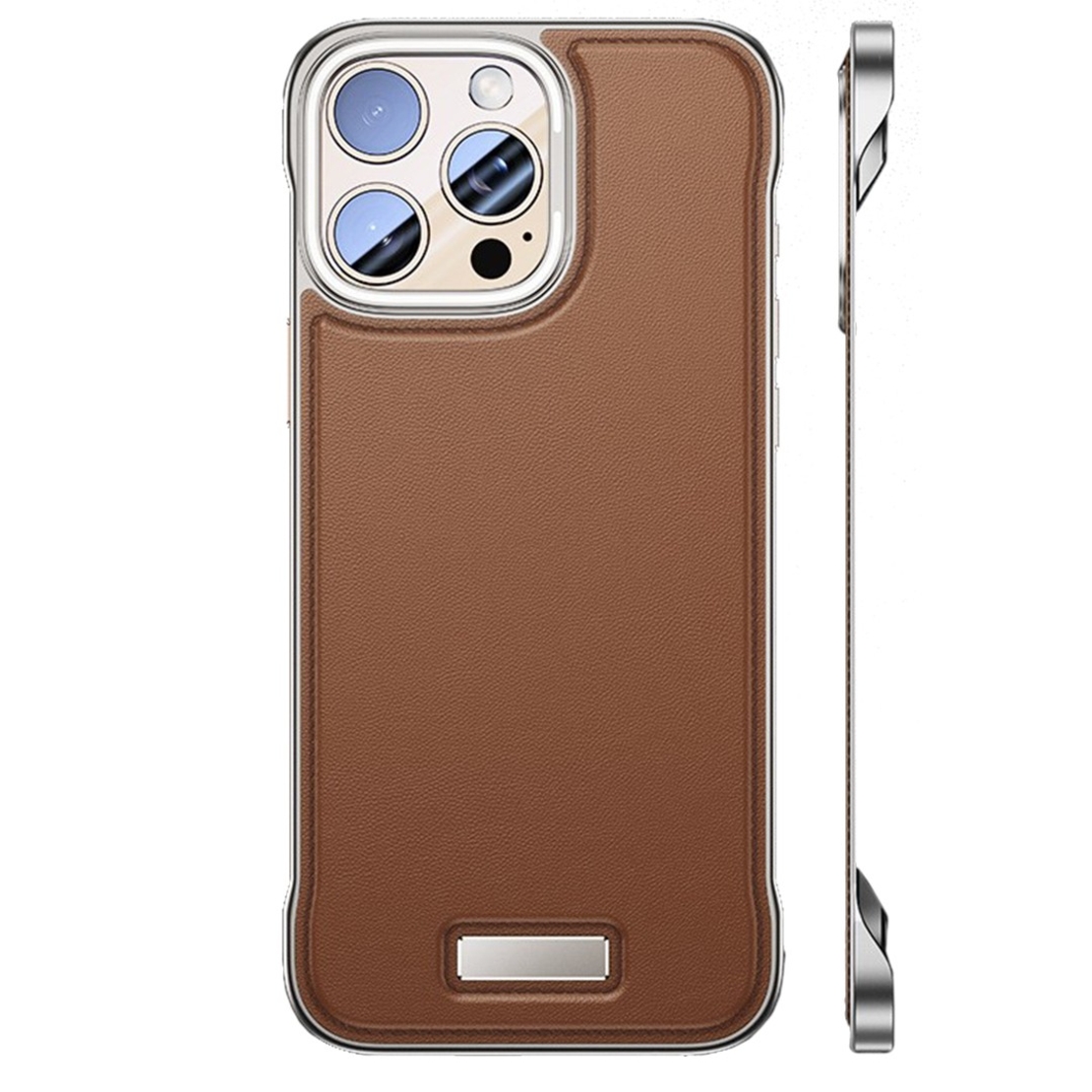 Husa pentru iPhone 15 Pro, husa de protectie pentru telefon, Vafy, Design Modern fara margini, din Piele PU, Subtire, Maro