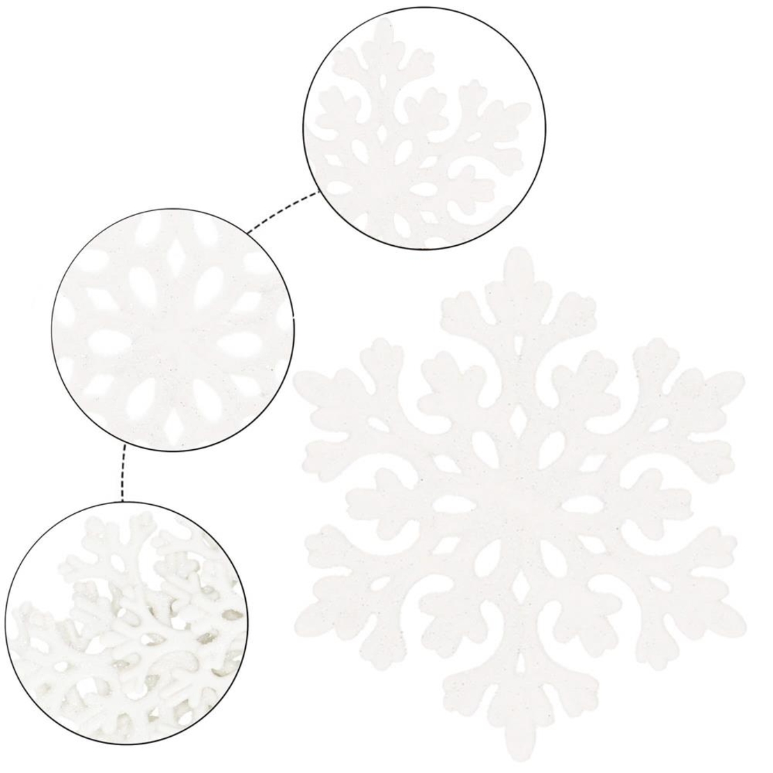 Decoratiune brad fulg de zapada, set 8 bucati, 8cm, alb