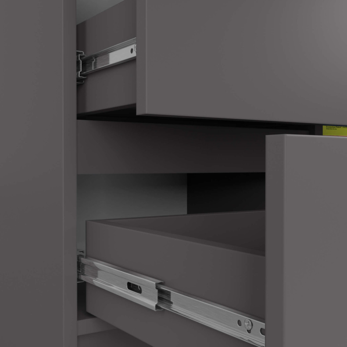 Comoda JERRY cu 3 sertare si dulap cu rafturi, PAL laminat, 80x35x77 cm, gri grafit